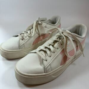 Puma Sneakers Womens Size‎ 9 Smash Platform White & Pink Casual Walking Vacation